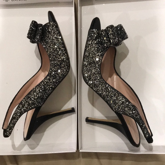 kate spade Shoes - Kate Spade Black and Silver Glitter Sandals